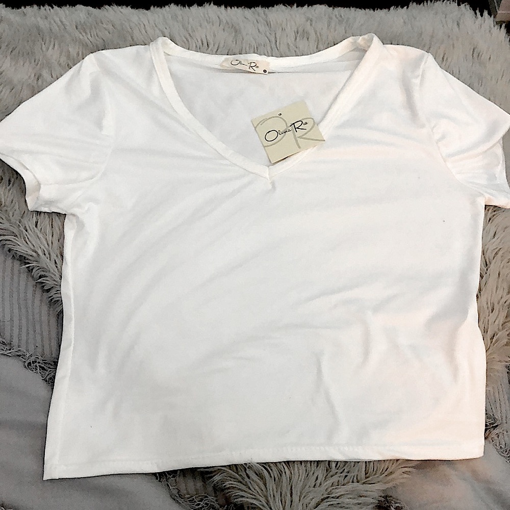 Olivia Rae White Cropped Tee